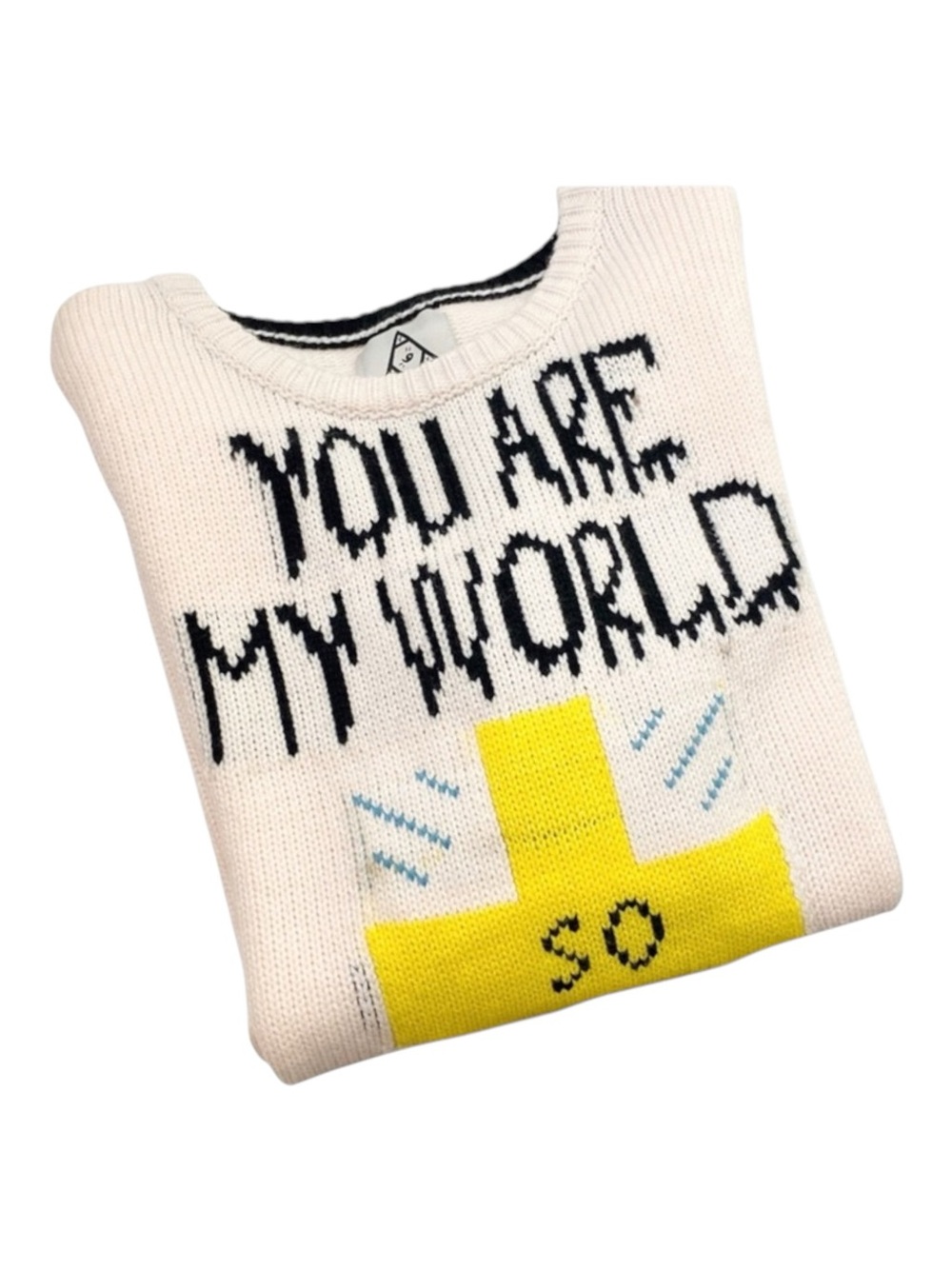 VHTF: new UNIF ♱ You Are My World FTW Sweater ♱ Cozy Intarsia Knit ♱ Ivory Pink - Picture 7 of 16